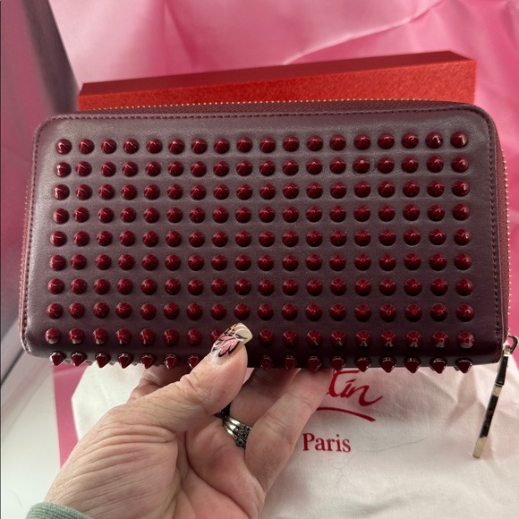 Christian Louboutin Panettone Studded Burgundy Wallet - Picture 6 of 15
